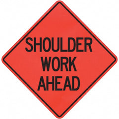 PRO-SAFE - "Shoulder Work Ahead," 36" Wide x 36" High Vinyl Traffic Control Sign - Exact Industrial Supply