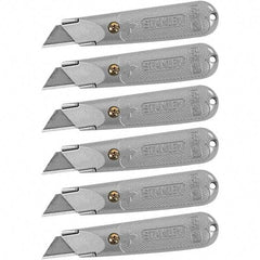 Stanley - Fixed Utility Knife - Aluminum (Color) Aluminum Handle, 18 Blades Included - Exact Industrial Supply