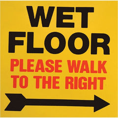 PRO-SAFE - Wet Floor Walk To The Right, 8" Wide x 8" High, Polypropylene Square Floor Sign - Exact Industrial Supply