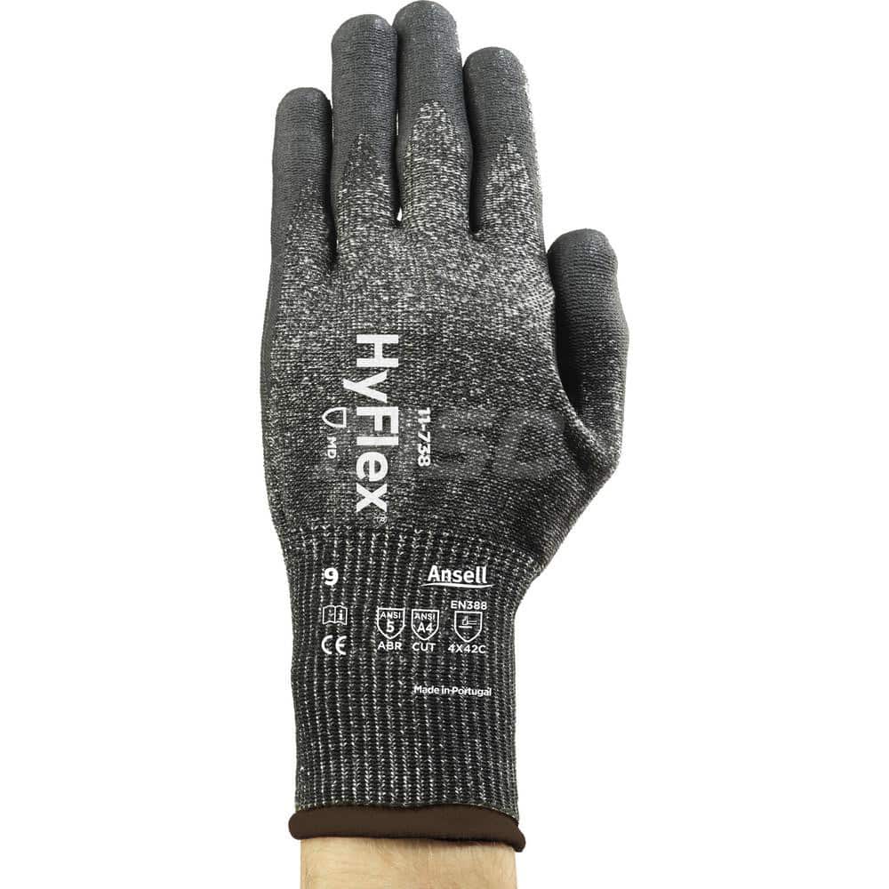 Cut, Puncture & Abrasive-Resistant Gloves: Size 2XL, ANSI Cut A4, ANSI Puncture 0, Nitrile & Polyurethane, Nylon Salt & Pepper, Palm & Fingers Coated, Knit Back, Dry Grip, ANSI Abrasion 5