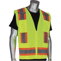 High Visibility Vest: 4X-Large Yellow, Zipper Closure, 11 Pocket