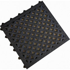 Value Collection - 18" Long x 18" Wide x 1" Thick, Anti-Fatigue Modular Matting Anti-Fatigue Flooring - 2 Interlocking Sides, Black, For Dry & Wet Areas - Exact Industrial Supply