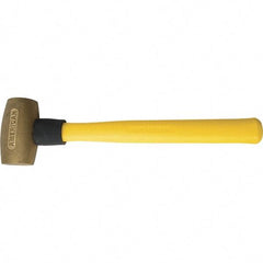 American Hammer - 3-1/2 Lb Brass Nonsparking Hammer - 16" OAL, 3-1/2" Head Length, 2" Face Diam, 14" Fiberglass with Grip Handle - Exact Industrial Supply