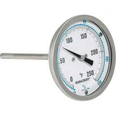 Ashcroft - 6" Stem, 0 to 250° F Bi-Metal Thermometer - Exact Industrial Supply