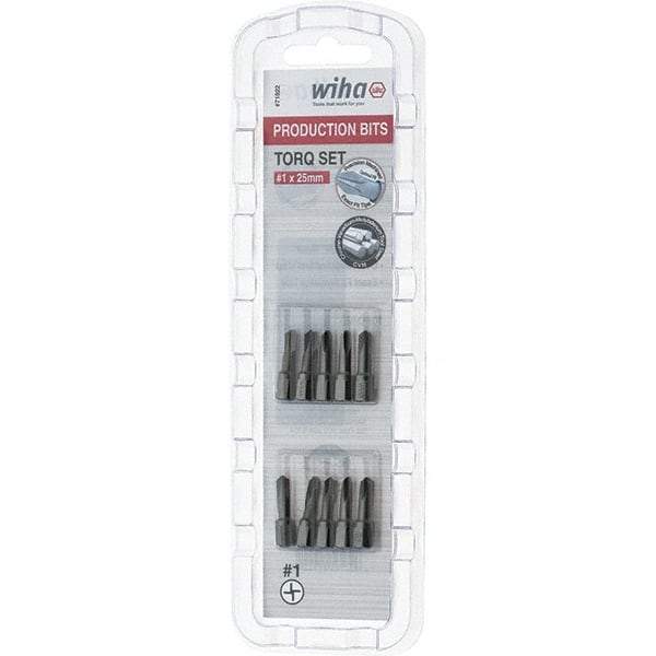 Wiha - 1/4" Drive, #1 Torq-Set Screwdriver Bit - 1" OAL - Exact Industrial Supply