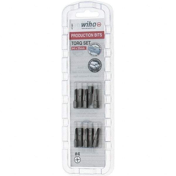 Wiha - 1/4" Drive, #4 Torq-Set Screwdriver Bit - 1" OAL - Exact Industrial Supply