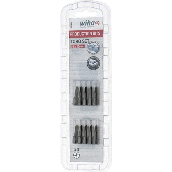 Wiha - 1/4" Drive, #0 Torq-Set Screwdriver Bit - 1" OAL - Exact Industrial Supply