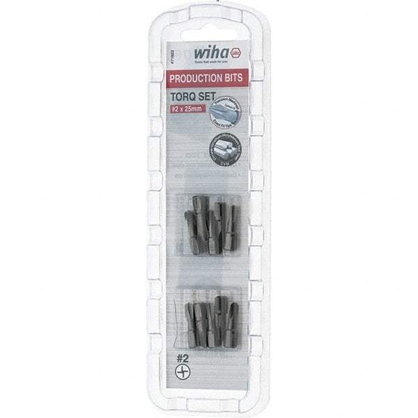 Wiha - 1/4" Drive, #2 Torq-Set Screwdriver Bit - 1" OAL - Exact Industrial Supply
