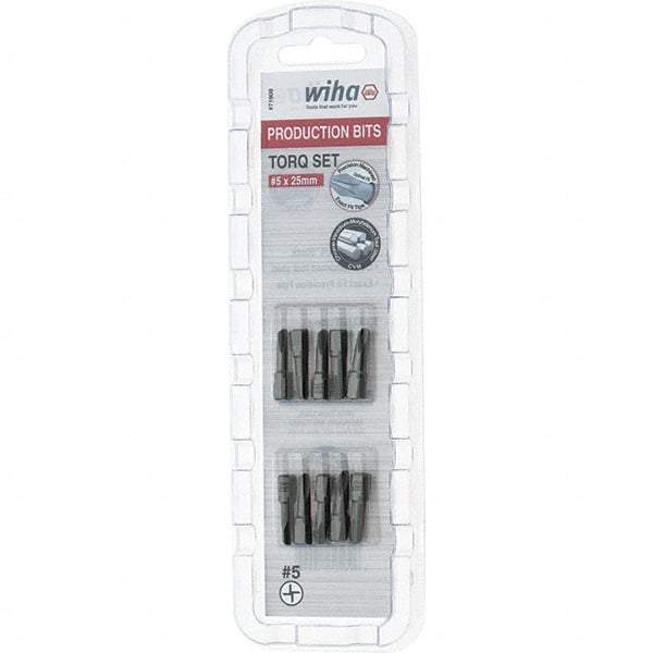 Wiha - 1/4" Drive, #5 Torq-Set Screwdriver Bit - 1" OAL - Exact Industrial Supply