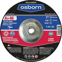 Osborn - 7" 46 Grit Aluminum Oxide Cutoff Wheel - 0.06" Thick, 5/8-11 Arbor, Use with Angle Grinders - Exact Industrial Supply