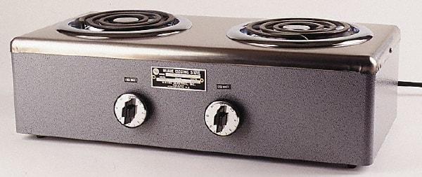 WAAGE - 20" Long x 10 Wide x 7" High, 115 Volt Hot Plate - 2 Burner, 1600 Watt, 14 Amps - Exact Industrial Supply