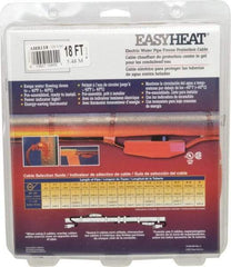 EasyHeat - 18' Long, Preassembled, Fixed Length, Fixed Wattage, Protection Heat Cable - 120 Input Volts, 126 Watts - Exact Industrial Supply