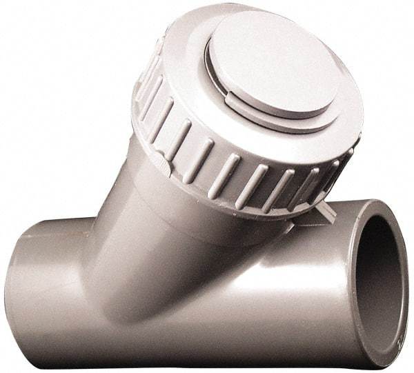Simtech - 1/2" Pipe, Socket Ends, PVC Y-Strainer - 150 psi Pressure Rating - Exact Industrial Supply