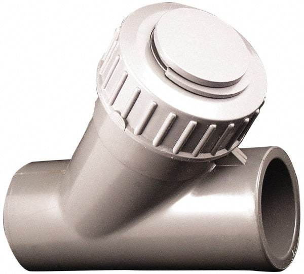 Simtech - 2" Pipe, Socket Ends, PVC Y-Strainer - 90 psi Pressure Rating - Exact Industrial Supply