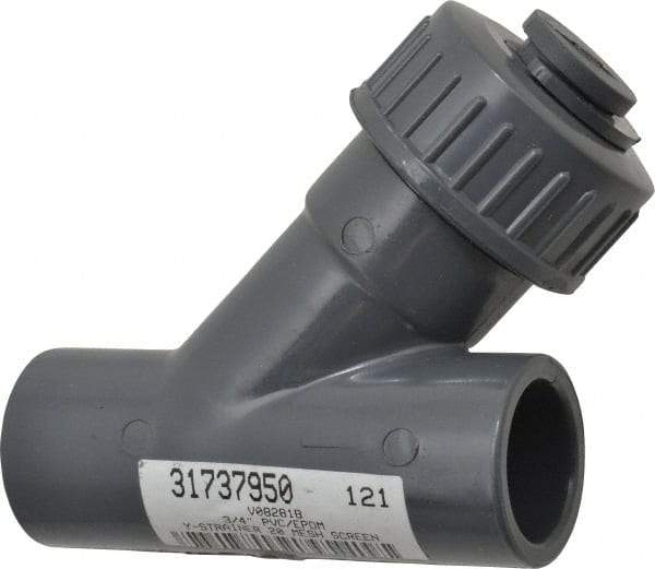 Simtech - 3/4" Pipe, Socket Ends, PVC Y-Strainer - 150 psi Pressure Rating - Exact Industrial Supply