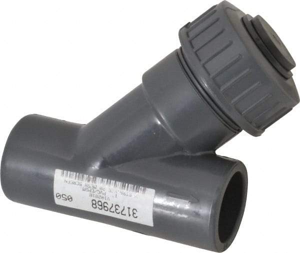 Simtech - 1" Pipe, Socket Ends, PVC Y-Strainer - 150 psi Pressure Rating - Exact Industrial Supply