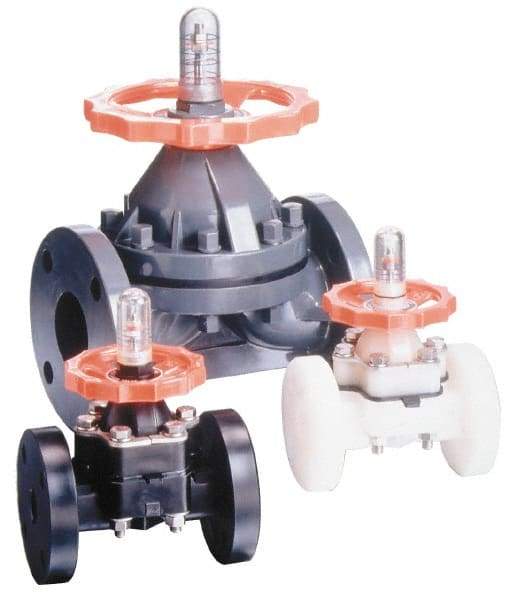 Simtech - 2" Pipe, 150 Max psi, Diaphragm Valve - Flanged End Connection, PVC, Viton Seal - Exact Industrial Supply