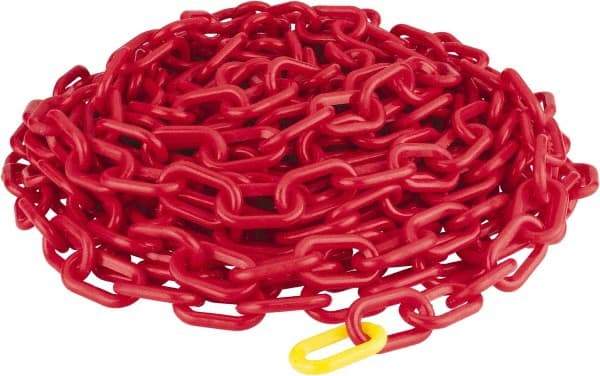 PRO-SAFE - 50' Long x 2" Wide Plastic Heavy-Duty Chain - Red - Exact Industrial Supply