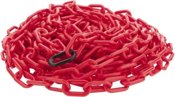 PRO-SAFE - 50' Long x 2" Wide Plastic Chain - Red - Exact Industrial Supply