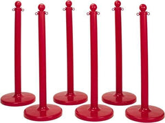 PRO-SAFE - 40" High, 2-1/2" Pole Diam, Warning Post - 14" Base Diam, Round Plastic Base, Red Plastic Post, For Outdoor Use - Exact Industrial Supply