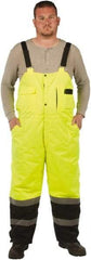 Utility Pro Wear - Size 5XL, Black/Yellow, Snap, Cold Weather Bib Overall - Polyester, Teflon, 5 Pockets, Teflon Fabric Protector, Adjustable Straps, Zipper/Snap Bottom - Exact Industrial Supply