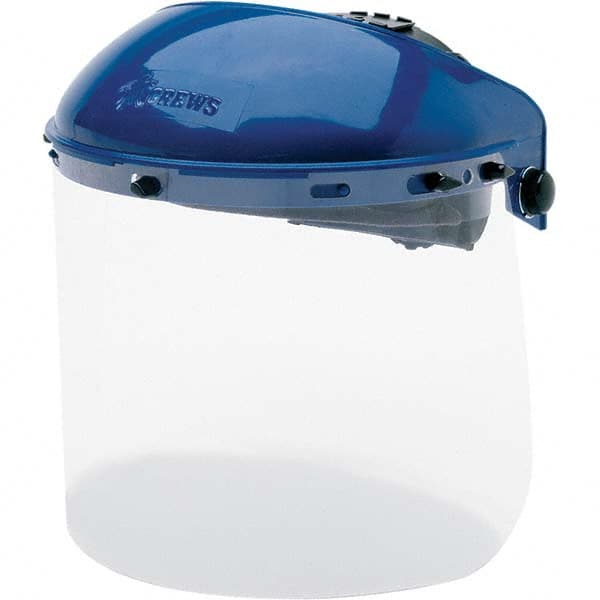 Face Shield & Headgear: Polycarbonate, Blue, 8″ Wide