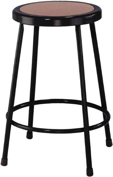 NPS - 24 Inch High, Stationary Fixed Height Stool - 14 Inch Deep x 14 Inch Wide, Hardboard Seat, Black - Exact Industrial Supply