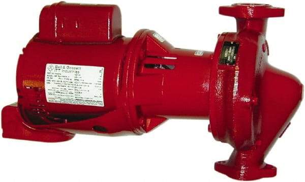 Bell & Gossett - 1/2 hp, 1 Phase, Bronze Housing, Bronze Impeller, Inline Circulator Pump - 115/230 Volt, 60 Hz, Flanges Included, 175 Max psi, Open Drip Proof Motor - Exact Industrial Supply