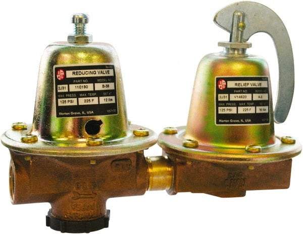 Bell & Gossett - 1/2" Inlet, 1/2" Outlet, FNPT, Dual Control Regulator Relief Valve - 125 Max psi, Lead Free Brass - Exact Industrial Supply