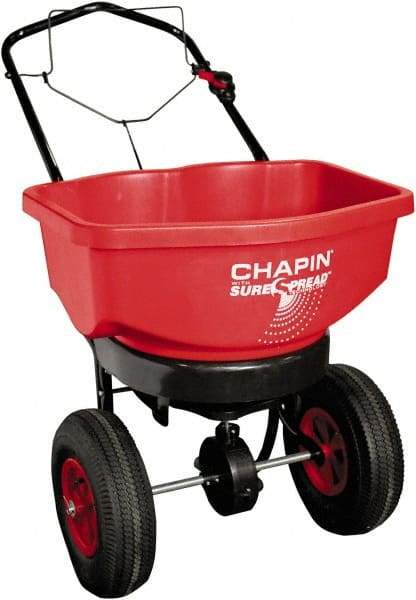 Chapin - 80 Lb Powder Coated Steel Walk Behind Broadcast Landscape Spreader - 12" Pneumatic Wheels - Exact Industrial Supply