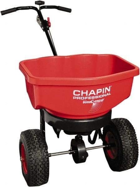 Chapin - 80 Lb Powder Coated Steel Walk Behind Broadcast Landscape Spreader - 12" Pneumatic Wheels - Exact Industrial Supply