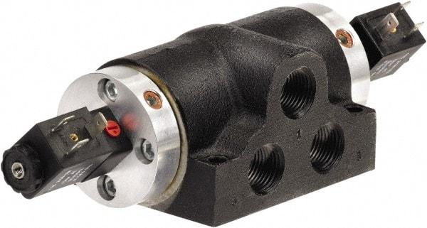ARO/Ingersoll-Rand - 1/2" Inlet x 1/2" Outlet, Solenoid Actuator, Solenoid Return, 2 Position, Body Ported Solenoid Air Valve - 90 CFM, 24 VDC Input, 2.57 CV, 4 Way, 150 psi, 180° Max Temp, -10° Min Temp - Exact Industrial Supply
