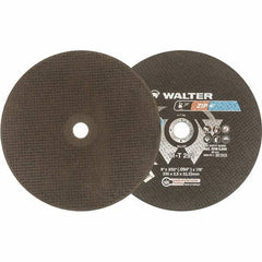 WALTER Surface Technologies - 9" 46 Grit Aluminum Oxide Cutoff Wheel - 3/32" Thick, 7/8" Arbor, 6,600 Max RPM, Use with Angle Grinders - Exact Industrial Supply