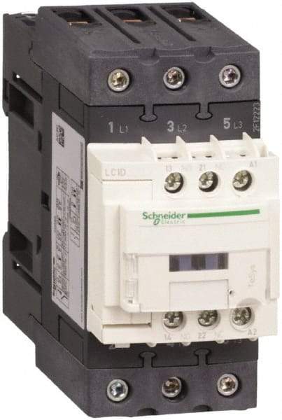 Schneider Electric - 3 Pole, 120 Coil VAC at 50/60 Hz, 65 Amp at 440 VAC, Nonreversible IEC Contactor - CCC, CSA, CSA C22.2 No. 14, EN/IEC 60947-4-1, EN/IEC 60947-5-1, GOST, RoHS Compliant, UL 508, UL Listed - Exact Industrial Supply