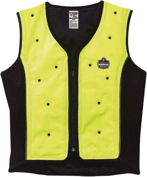 Ergodyne - Size 3XL, Lime Cooling Vest - 50 to 53" Chest, Zipper Front, Polyester - Exact Industrial Supply