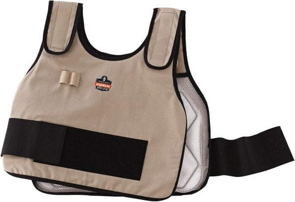 Ergodyne - Size S/M, Khaki Cooling Vest - 32 to 40" Chest, Hook & Loop Front, PVC, Cotton - Exact Industrial Supply