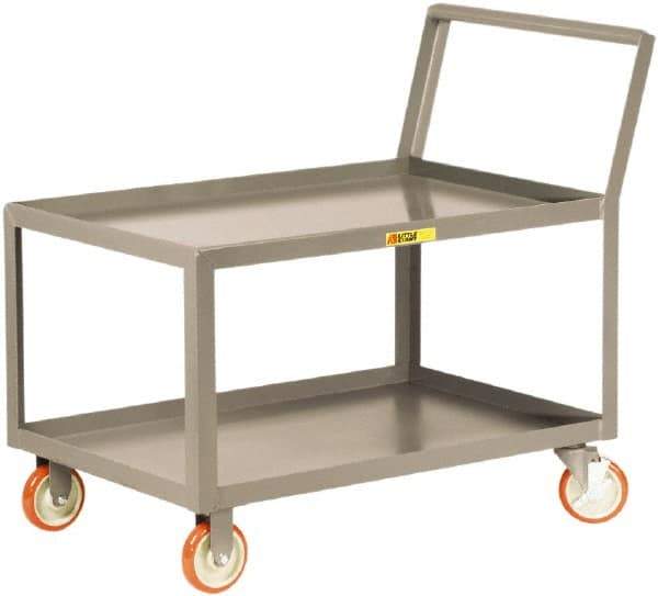 Little Giant - 1,200 Lb Capacity, 18" Wide x 24" Long x 35-3/4" High Standard Utility Cart - 2 Shelf, Steel, 2 Rigid/2 Swivel Casters - Exact Industrial Supply