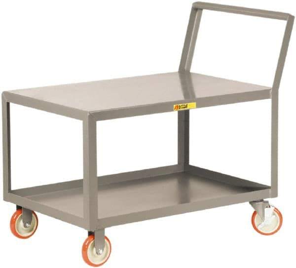 Little Giant - 1,200 Lb Capacity, 18" Wide x 24" Long x 35-3/4" High Standard Utility Cart - 2 Shelf, Steel, 2 Rigid/2 Swivel Casters - Exact Industrial Supply