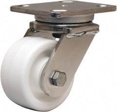 Hamilton - 4" Diam x 2" Wide x 5-5/8" OAH Top Plate Mount Swivel Caster - Polyolefin, 550 Lb Capacity, Delrin Bearing, 4 x 5" Plate - Exact Industrial Supply