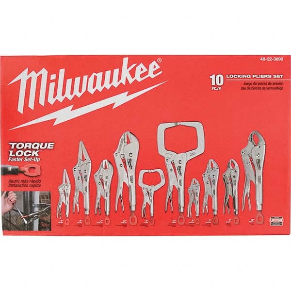 Milwaukee Tool - Plier Sets Set Type: Locking Pliers Number of Pieces: 10 - Exact Industrial Supply