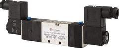 PRO-SOURCE - 1/4", 5/3 Way Double Stacking Solenoid Valve - 110 VAC, 0.76 CV Rate, 2.6" High x 8-1/2" Long - Exact Industrial Supply