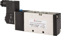 PRO-SOURCE - 3/8", 5/2 Way Single Stacking Solenoid Valve - 110 VAC, 1.9 CV Rate, 2.81" High x 6.22" Long - Exact Industrial Supply