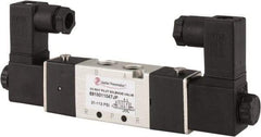 PRO-SOURCE - 1/8", 5/2 Way Body Ported Stacking Solenoid Valve - 110 VAC, 1.36 CV Rate, 1.36" High x 5.43" Long - Exact Industrial Supply