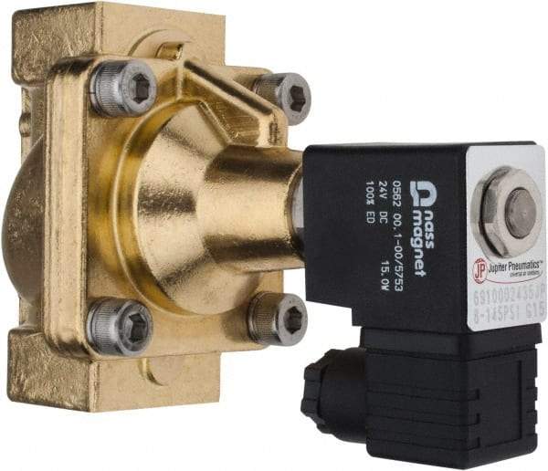 PRO-SOURCE - 1", 2/2 Way Steam Series Stacking Solenoid Valve - 24 VDC, 12 CV Rate, 4.98" High x 3.94" Long - Exact Industrial Supply