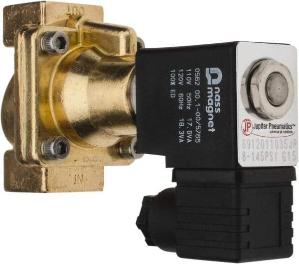 PRO-SOURCE - 1/2", 2/2 Way Steam Series Stacking Solenoid Valve - 110 VAC, 4.5 CV Rate, 4.19" High x 2.76" Long - Exact Industrial Supply