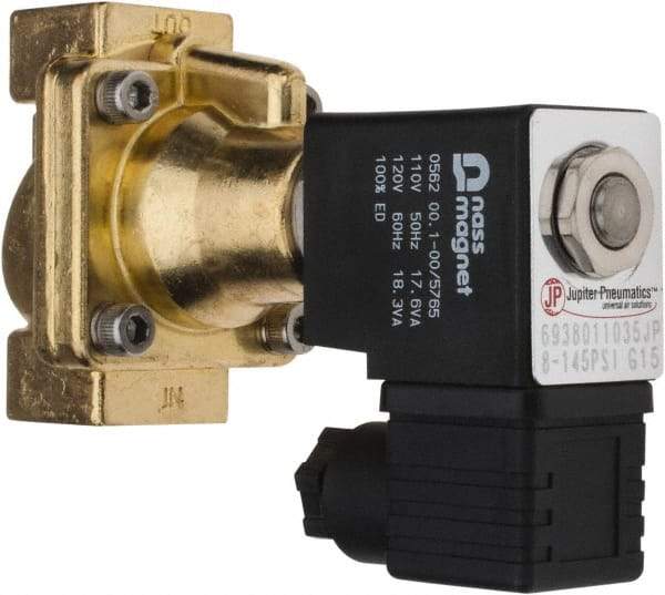 PRO-SOURCE - 3/8", 2/2 Way Steam Series Stacking Solenoid Valve - 110 VAC, 4.5 CV Rate, 4.19" High x 2.76" Long - Exact Industrial Supply