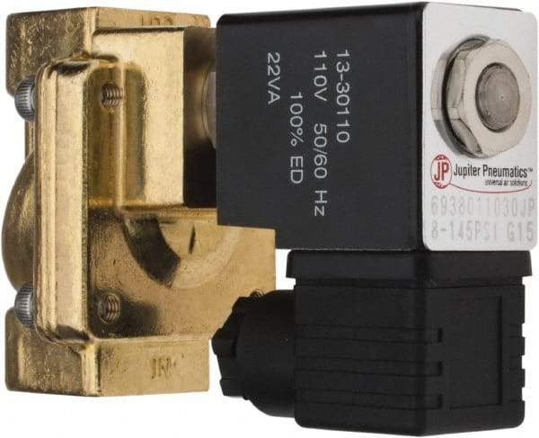 PRO-SOURCE - 3/8", 2/2 Way Stacking Solenoid Valve - 110 VAC, 4.5 CV Rate, 4.19" High x 2.83" Long - Exact Industrial Supply