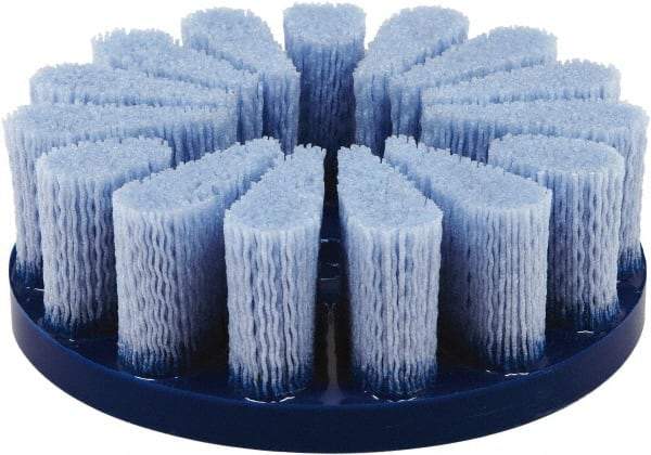 Tanis - 8" 80 Grit Ceramic Crimped Disc Brush - Drive Arbor Connector, 1-1/2" Trim Length, 7/8" Arbor Hole - Exact Industrial Supply