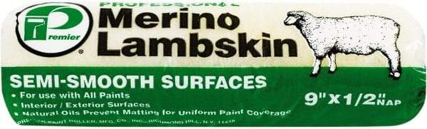 Premier Paint Roller - 1/2" Nap, 9" Wide Paint Roller Cover - Semi-Rough Texture, Lambskin - Exact Industrial Supply