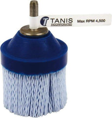 Tanis - 220 Grit, 2" Brush Diam, Crimped, End Brush - 1/4" Diam Steel Shank, 4,500 Max RPM - Exact Industrial Supply